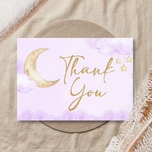 Over the Moon Baby Shower Letterpress Thank You Card