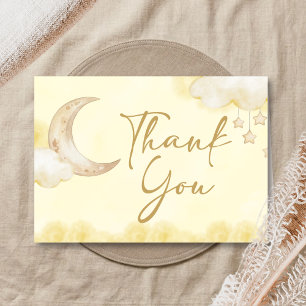 Over the Moon Baby Shower Letterpress Thank You Card
