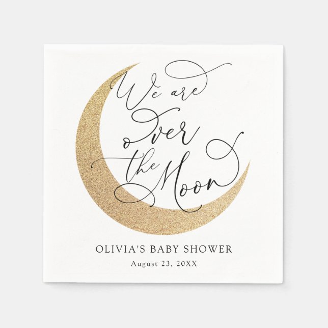 Over the Moon Baby Shower Napkins (Front)