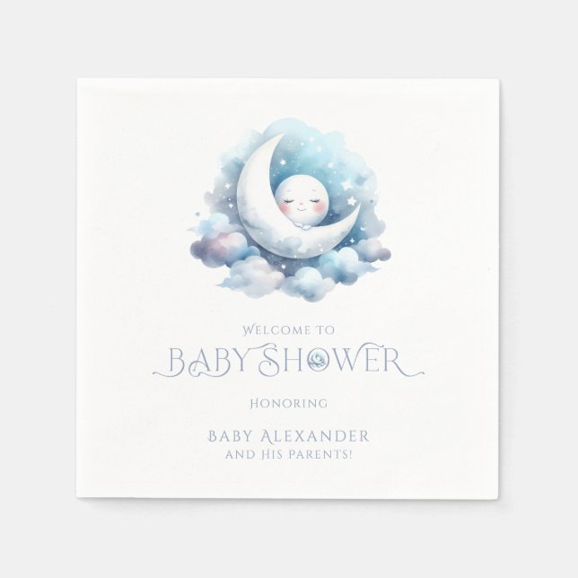 Over The Moon Baby Shower Napkins (Front)