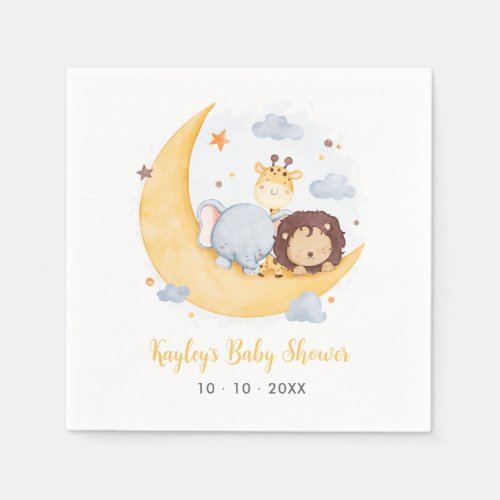 Over The Moon Baby Shower Napkins Cute Animals