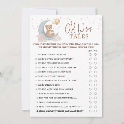 Over the Moon Baby Shower Old Wives Tales Card