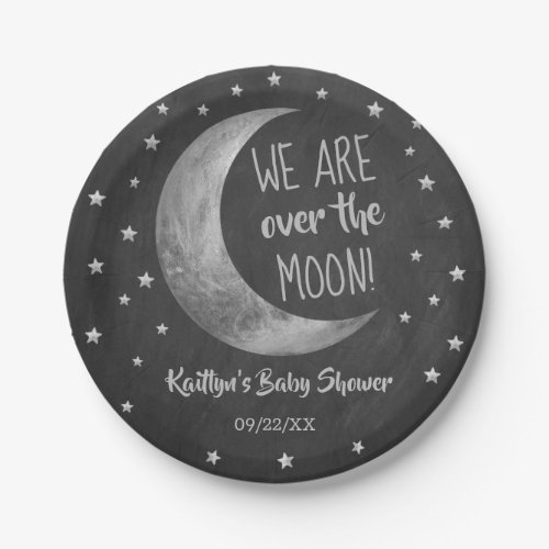 Over The Moon  Baby Shower Paper Plate