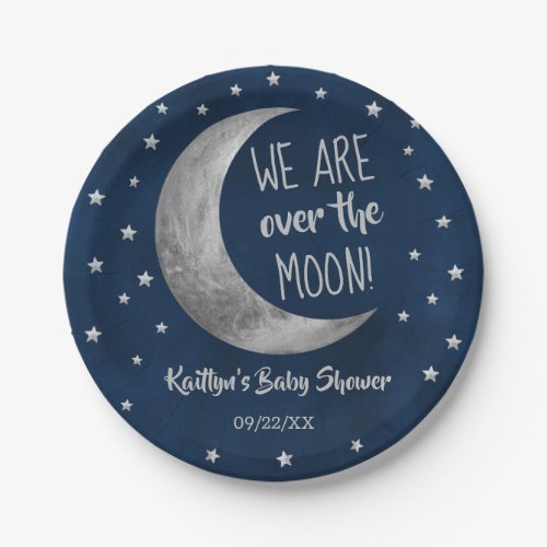 Over The Moon  Baby Shower Paper Plate