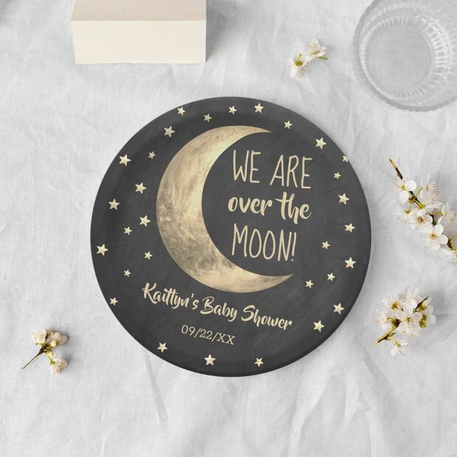 Over The Moon | Baby Shower Paper Plate (Creator Uploaded)