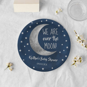 Over The Moon Baby Shower Paper Plate