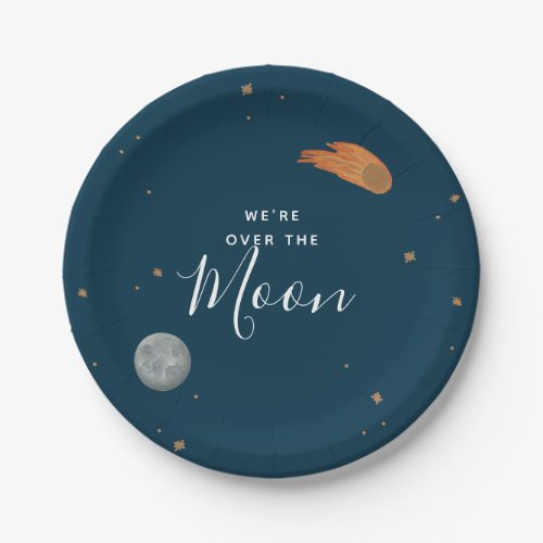 Over the Moon Baby Shower Paper Plates
