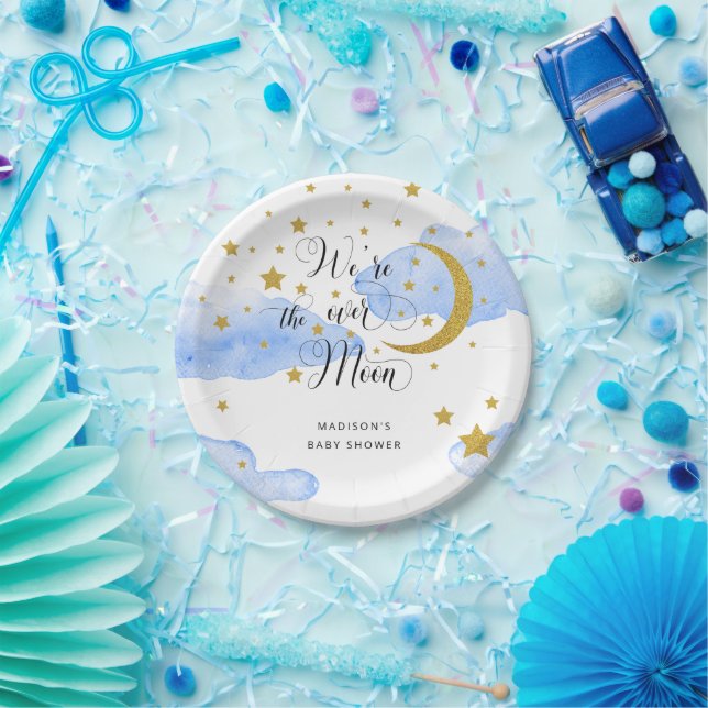 Over the Moon Baby Shower Paper Plates (Party)
