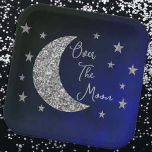 Over The Moon Baby Shower Paper Plates
