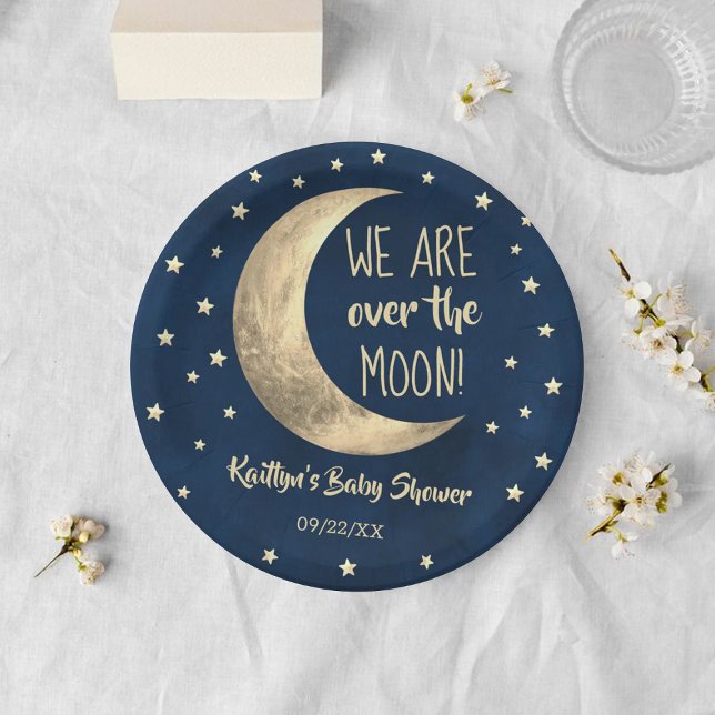 Over The Moon | Baby Shower Paper Plates (Creator Uploaded)