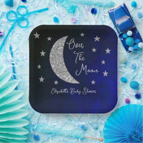 Over The Moon Baby Shower Paper Plates