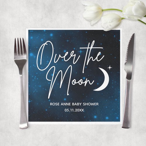 Over The Moon Baby Shower Personalized Party Napkins