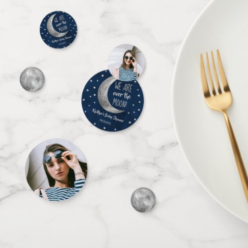 Over The Moon  Baby Shower Photo Confetti