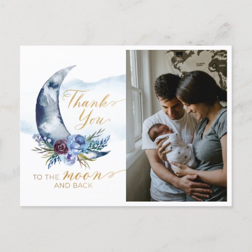 Over the Moon Baby Shower Photo Thank You Postcard