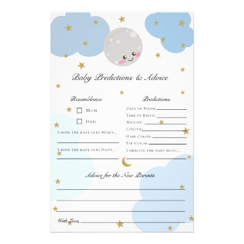Over the Moon Baby Shower Predictions  Advice C Flyer