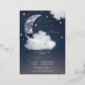 Over The Moon Baby Shower Real  Foil Invitation (Standing Front)