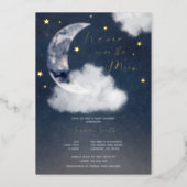 Over The Moon Baby Shower Real  Foil Invitation (Front)