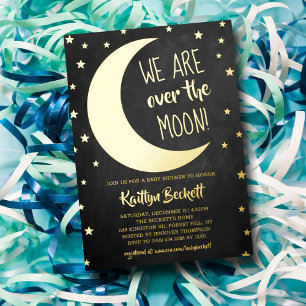Over The Moon Baby Shower Real Foil Invitation
