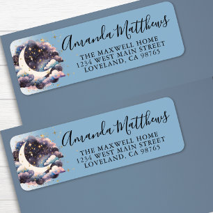 Over The Moon Baby Shower Return Address Label