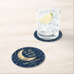 Over The Moon | Baby Shower Round Paper Coaster<br><div class="desc">Celebrate in style with these elegant and very trendy baby shower coasters. The design is easy to personalize with your special event wording and your guests will be thrilled when they see these fabulous coasters. Matching items can be found in the collection.</div>