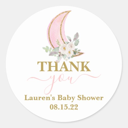 Over the moon Baby Shower Round Sticker