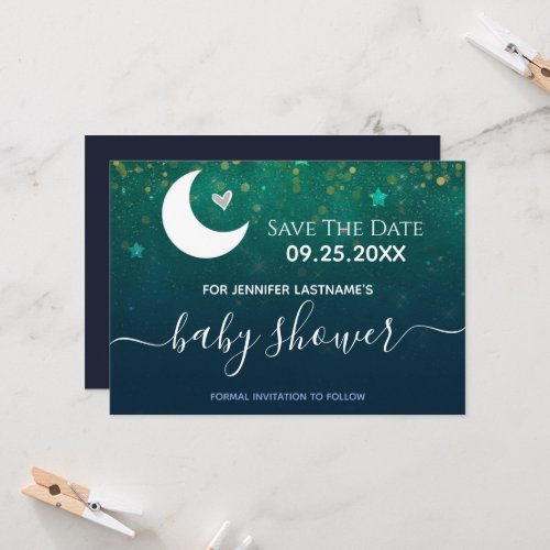 Over the Moon Baby Shower Save the Date Invitation