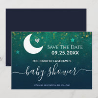 Over the Moon Baby Shower Save the Date Invitation