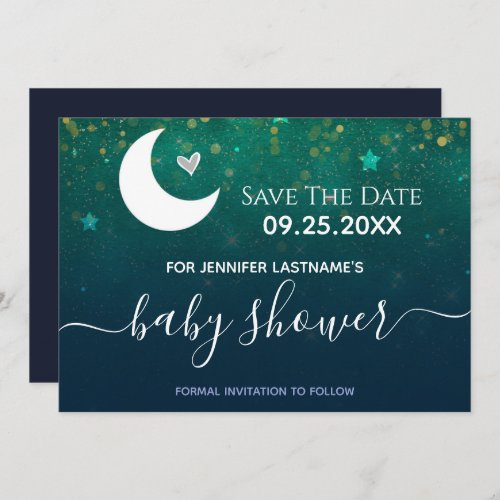 Over the Moon Baby Shower Save the Date Invitation