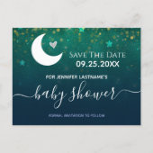 Over the Moon Baby Shower Save the Date Postcard (Front)