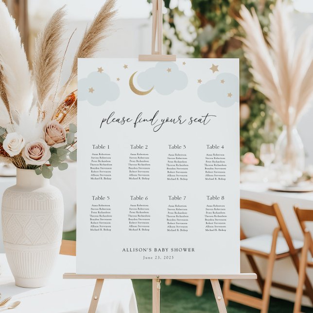 Over the Moon Baby Shower Seating Chart Foam Board (Creator Uploaded)
