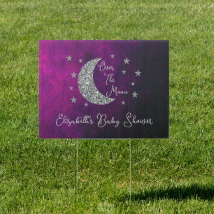 Over The Moon Baby Shower Sign