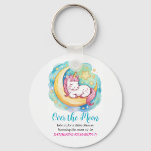 Over the Moon Baby Shower – Sleeping Unicorn Keychain
