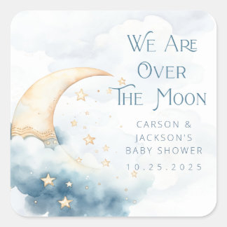 Over the Moon Baby Shower Square Sticker
