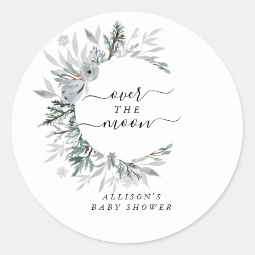 Over the Moon Baby Shower Sticker