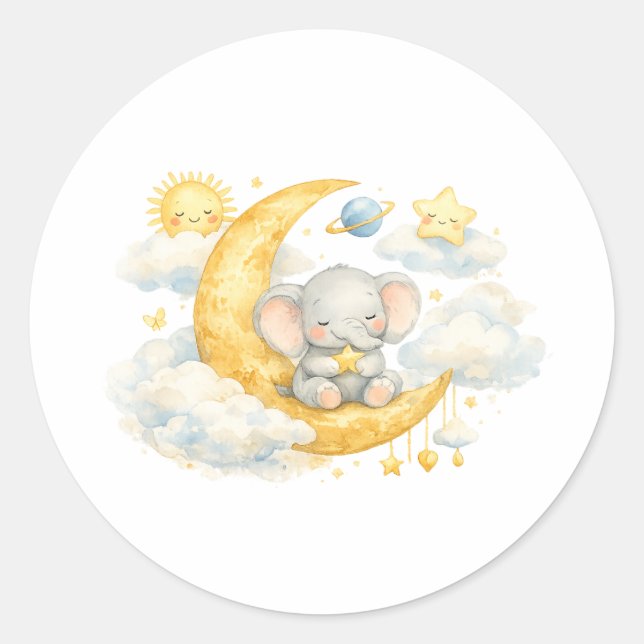 Over the Moon Baby Shower Stickers (Front)