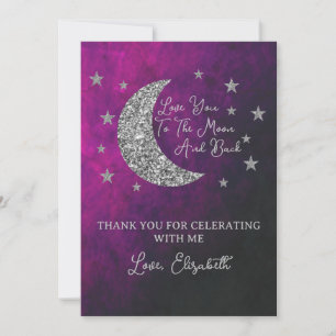 Over The Moon Baby Shower Thank You Card