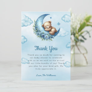 Over The Moon Baby Shower Thank You Card