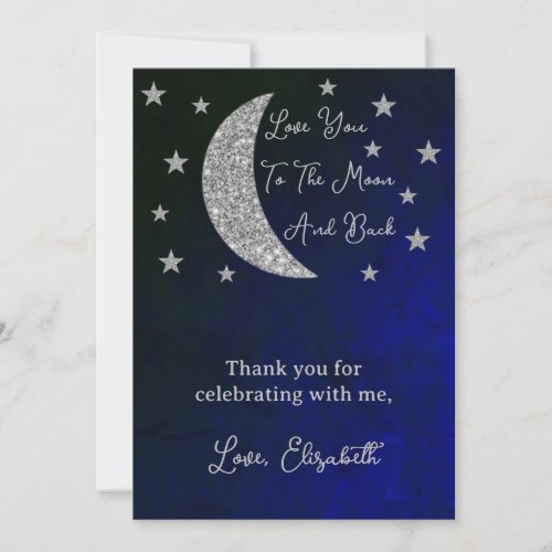 Over The Moon Baby Shower Thank You Card
