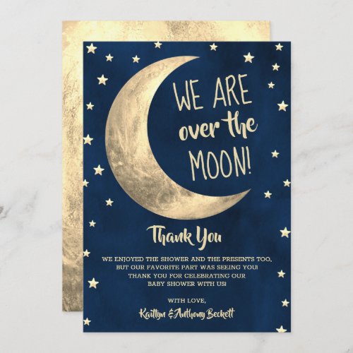 Over The Moon  Baby Shower Thank You Card