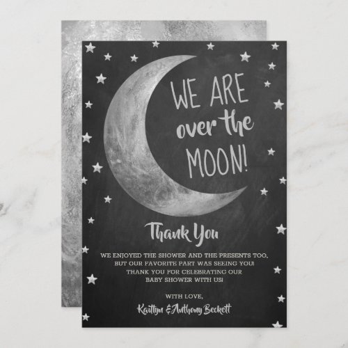 Over The Moon  Baby Shower Thank You Card