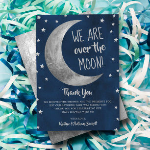 Over The Moon Baby Shower Thank You Card