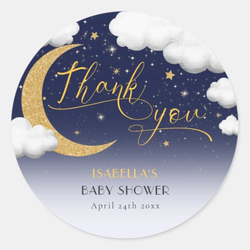 Over the Moon Baby Shower Thank You Classic Round Sticker