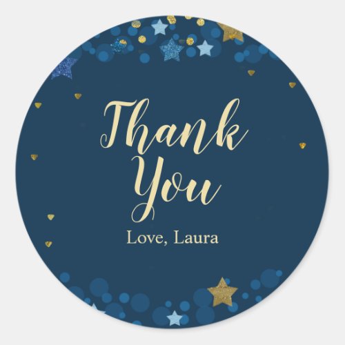 Over The moon baby shower Thank you Classic Round Sticker