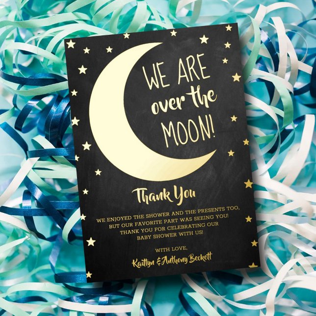 Over The Moon | Baby Shower Thank You Real Foil Invitation (Creator Uploaded)