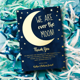 Over The Moon Baby Shower Thank You Real Foil Invitation