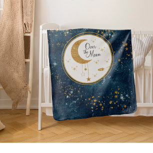 Over The Moon Baby Shower Theme Gift Baby Blanket