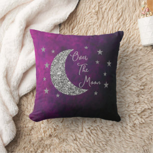 Over The Moon Baby Shower Throw Pillow