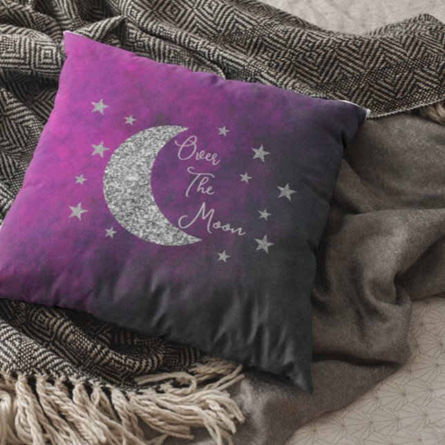 Over The Moon Baby Shower Throw Pillow (Creator Uploaded)