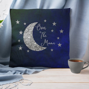 Over The Moon Baby Shower Throw Pillow
