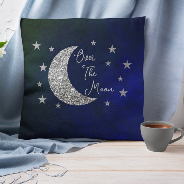 Over The Moon Baby Shower Throw Pillow (Creator Uploaded)